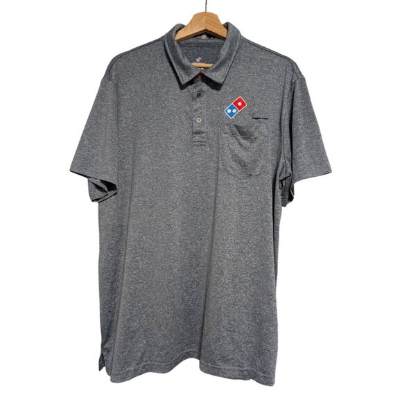 Dominos Pizza Gear Gray Button Polo Shirt Large Employee Uniform Mens Size L - Picture 1 of 8